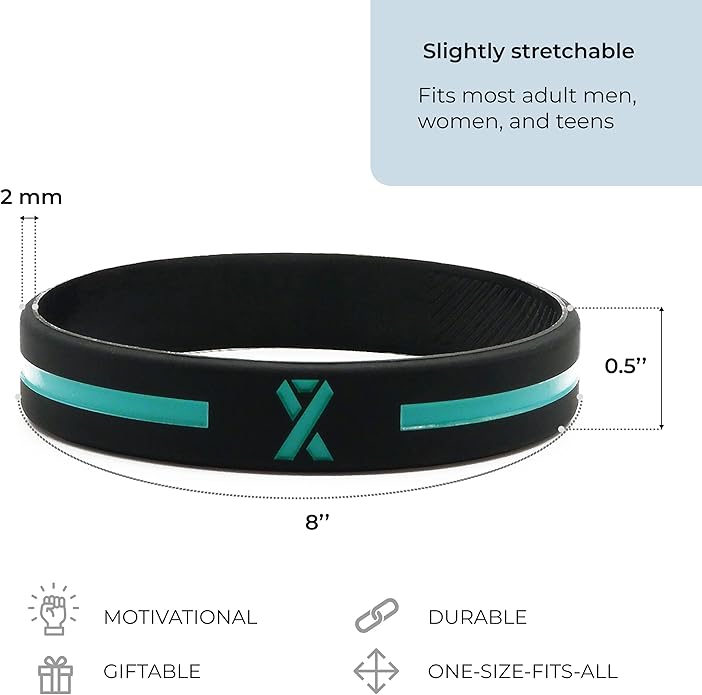 Inkstone Awareness Ribbon Silicone Bracelets (12-pack) - Wholesale Pack of 1 Dozen Unisex Wristbands for Men Women - Cancer Survivor Hospital Gifts Party Favors Giveaways Goodie Bag Items