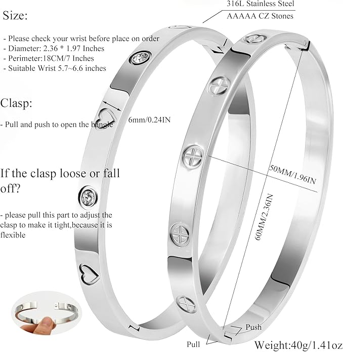 Silver Bangles for Women - Stainless Steel Love & Friendship Bracelet Set with Gift Box | Daily Wear & Party Jewelry