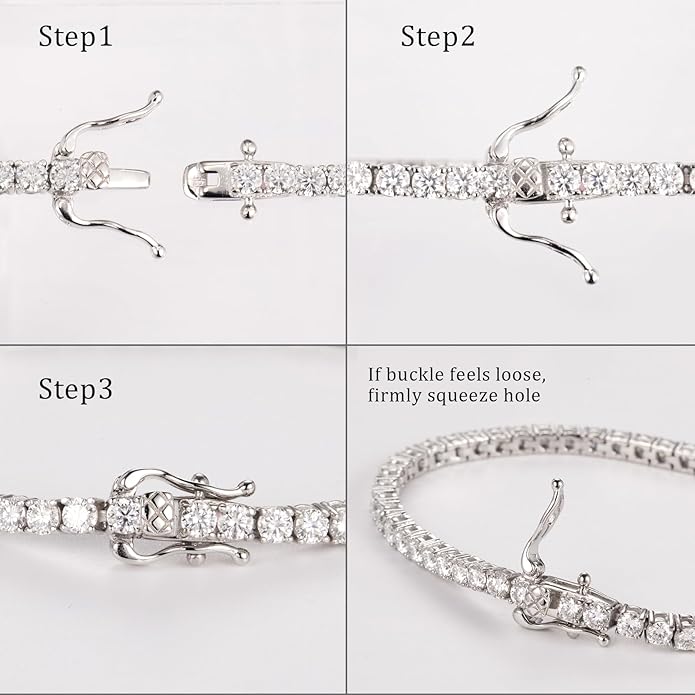 5.1CT/5.5CT Moissanite Tennis Bracelet for Women, 3mm White Gold Plated S925 Sterling Silver D Color VVS1 Round Cut Moissanite Bracelets Jewelry Gift, Size 6.5Inch/7Inch