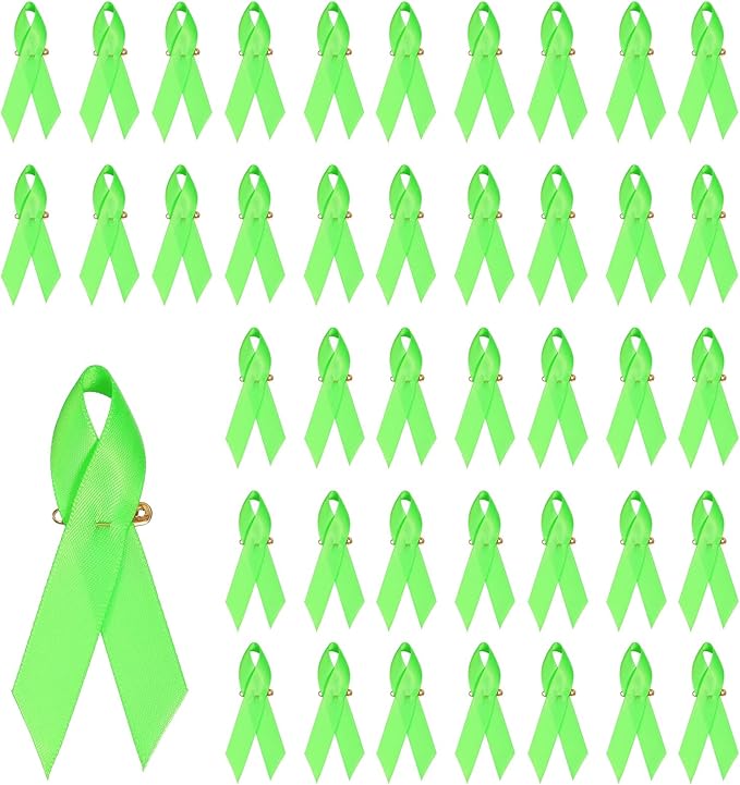 PATIKIL 50 Pcs Polyester Ribbon Satin Pins, Satin Ribbon with Safety Pins for Charity Public Social Event Party Clothing Decoration Anniversary, Acid Green