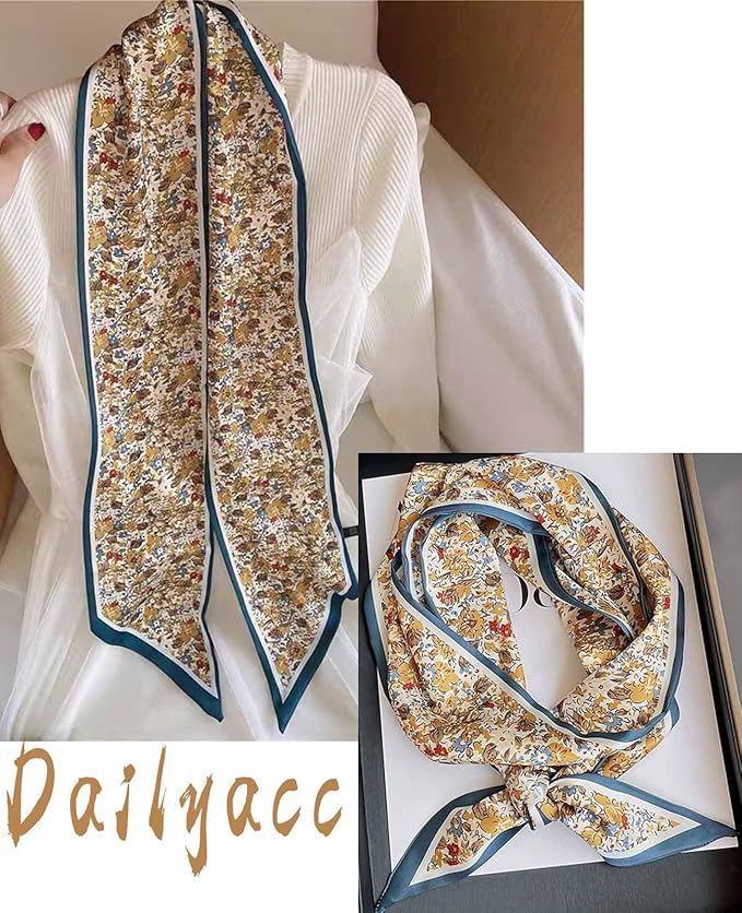 Dailyacc Hair Scarf for Women Fashion Silky Satin Headscarf Wrap Breathable Lightweight Neck Scarves For Handbag