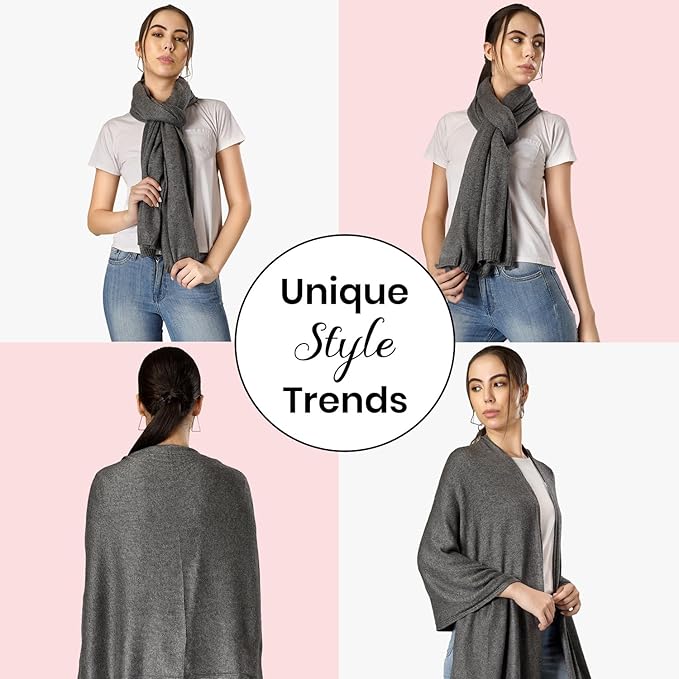 ROSERA Cashmere 100% Cashmere Knitted Wrap Pashmina Shawl Extra Large Scarf Stole for Women Travel