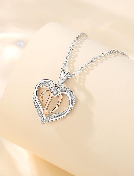 INFUSEU Unique Initial Necklaces for Women Girls Small Heart Letter Jewelry, Meaningful Personalized Gifts