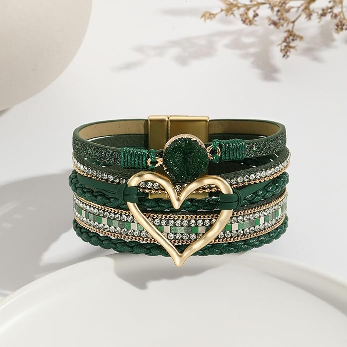 VIBILIA Boho Leather Wrap Bracelets for Women Multi-Layer Bracelets with Strong Clasp Jewelry for Women