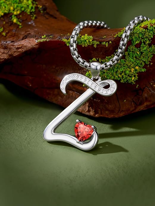 Christmas Gifts for Women Alphabet A to Z Initial Birthstone Pendant Necklaces for Women - 18k White Gold Plated Personalized Name Jewelry Valentine Mothers Day Birthday Gifts for Women Her Girlfriend