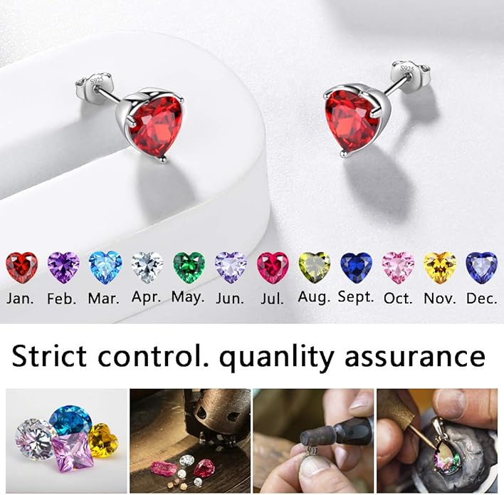 Aurora Tears 925 Sterling Silver 12 Birthstone Hearts Jewelry Women Crystal Wedding/Engagement/Bridal Heart Necklace/Earring/Ring/Bracelet Sets Jewellery