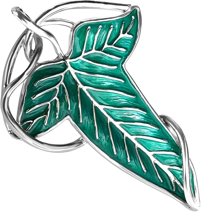 Bahamut Elegant Elven Green Tree Leaf Enamel Pins Brooch for Women Men Suit Pendant Necklace,Cloak Clasp Brooches Cosplay Jewelry