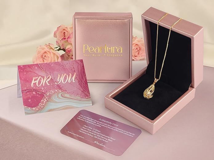Gifts For Wife Wedding Anniversary - mothers day gifts for wife - AAA+ Real Pearl Necklaces For Women (18k Gold Platting 925 Sterling Silver) mothers necklace ideas Birthday Freshwater Pearl Necklace