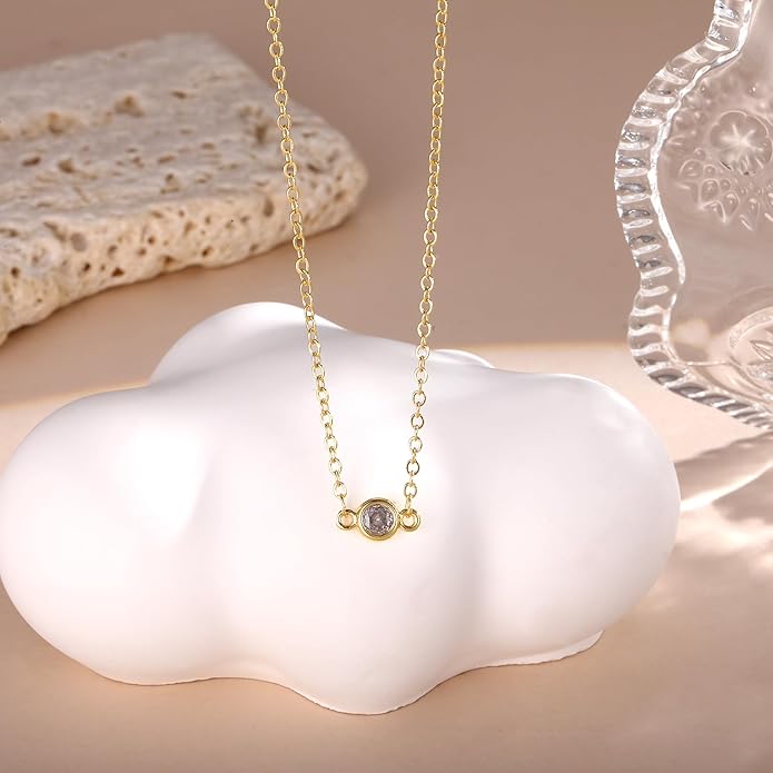 Cubic Zirconia Necklace, Dainty 14k Gold Plated Diamond Necklaces For Women Choker Necklace Simple Gold Plated CZ Jewelry Necklaces for Women Trendy Gifts