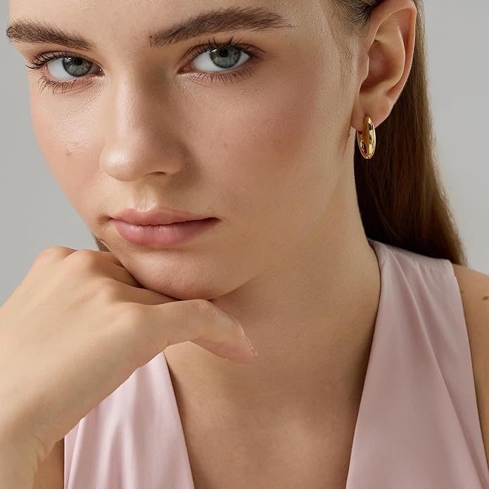 Green Crystal huggie gold hoop earrings for women Girls,14K Gold Plated with 925 Sterling Silver Post color Cubic Zirconia dainty cute Earrings| CZ Stud Earring