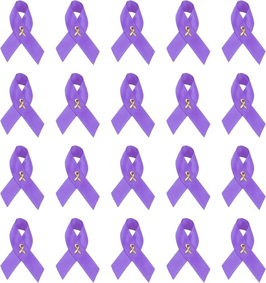 1/2/5/10/25/50/100pcs Satin Awareness Ribbon Pins (Pick your color), for Cancer & Disease Awareness, Bulk Quantities for Fundraising, Events, Gift Giving