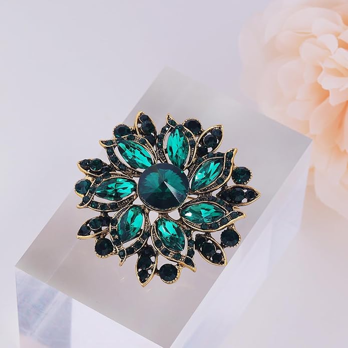 LAXPICOL Vintage Women's Austrian Crystal Elegant Flower Brooch Wedding Broach Pin