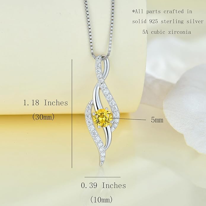 Women Infinity Necklace 925 Sterling Silver Twist Birthstone Pendant with Chain 5A Cubic Zirconia Jewelry