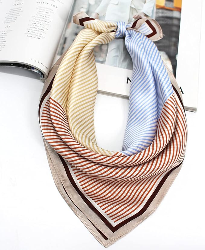 ANDANTINO 100% Mulberry Silk Scarf -21” Lightweight Square Neckerchief – Breathable Digital Printed Scarves with Gift Packed