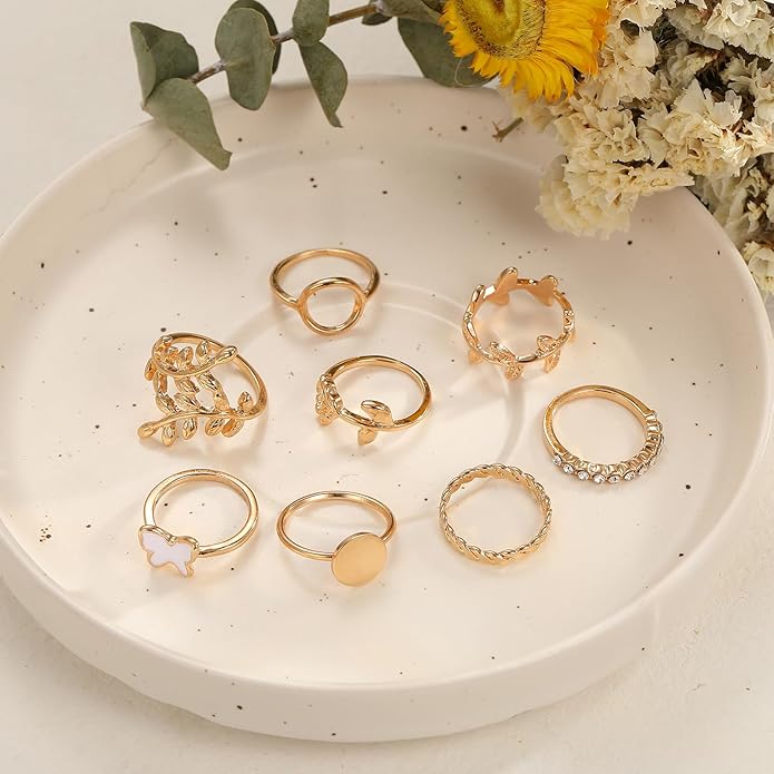 iF YOU 25 Pcs Gold Knuckle Ring Set for Women, Chunky Stackable Finger Midi Rings, Silver Simple Stacking Cute Rings Pack Trendy Stuff Jewelry Gift