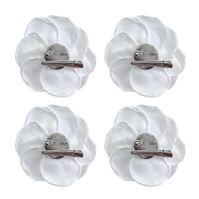 Sanrich Women's Brooches 4pcs Rose Flower Hair Clip Mexican Hair Flowers Clips Hairpin Brooch Tea Party Hats Headpieces (white)