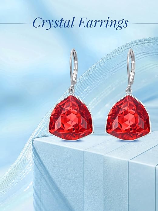 TOUPOP Leverback Earrings for Women Sterling Silver Simple Geometric Birthstone Dangle Drop Earrings Jewelry Christmas Valentine Mothers Day Birthday Gifts for Women Her Wife