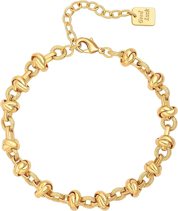 SOFYBJA 18k Gold Plated Personalized Chunky Cuban Oval Link Chain Bracelets for Men Toggle Rope Bracelet Jewelry for Women