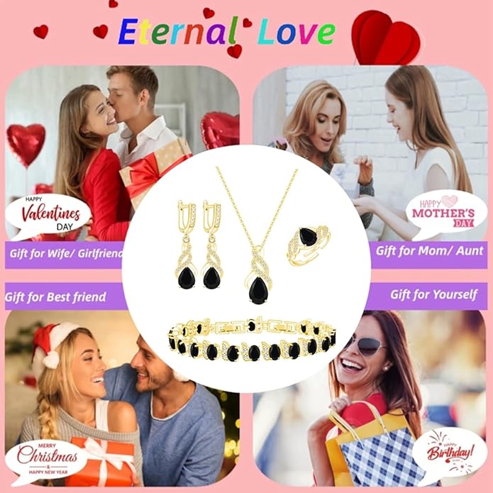 ZCGJWE Wedding Jewelry Set for Women Gem Necklace Earrings Bracelet Luxury Jewelry Set Birthday Valentine's Day Mother's Day Christmas Prom Jewelry Gift