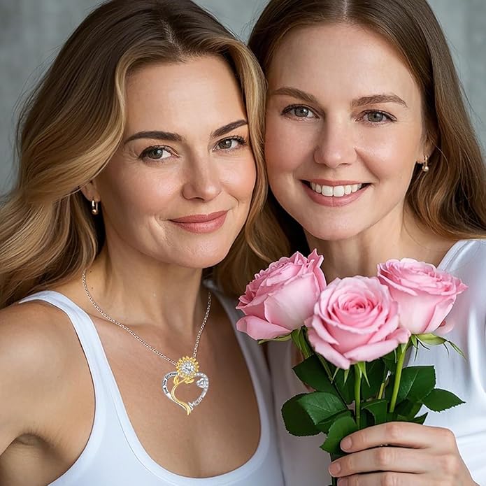 S925 Heart Necklace for Mom Wife Women S925 Sterling Silver Pendant Necklace Jewelry Gift for Mother's Day Birthday Christmas Wedding Thanksgiving Day Gift