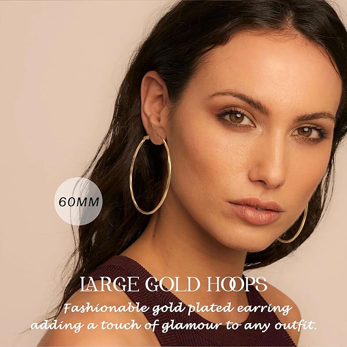 2MM Thin Gold Hoop Earrings Sterling Silver Post Hoop Earrings For Women Diamond-Cut Gold Hoops Earrings 14K Gold Plated Hoops Earrings Lightweight Hypoallergenic Oversize Gold Earrings For Women