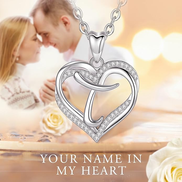 INFUSEU Unique Initial Necklaces for Women Girls Small Heart Letter Jewelry, Meaningful Personalized Gifts