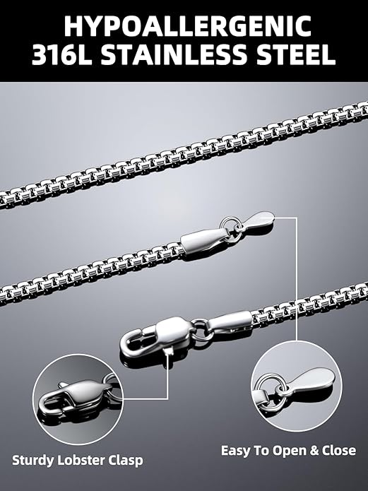 Bestyle 18K Gold Plated/Silver/Black Chain for Men, Hypoallergenic 2/4/6/8mm Stainless Steel Flat Link Chain Necklace for Men & Women Hip Hop Jewelry, 14-30"