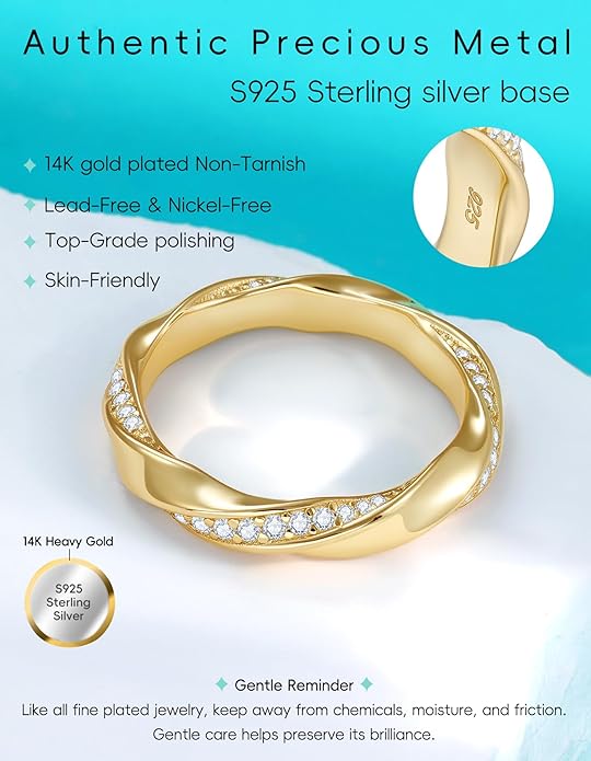 TIMELESSTAR Stackable Eternity Band Rings for Women Wedding, Engagement, Promise, Anniversary Premium Moissanite|D Color VVS1 Clarity 3EX Cut|S925 Sterling Silver 14K Gold Plated Non Tarnish