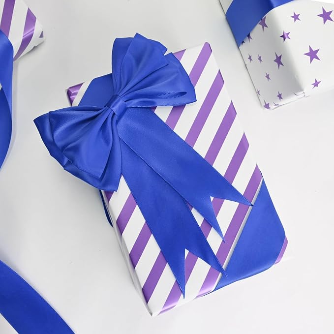 LEEQE Double Face Cobalt Blue Satin Ribbon 1-1/2 inch X 50 Yards Polyester Cobalt Blue Ribbon for Gift Wrapping Very Suitable for Weddings Party Hair Bow Invitation Decorations and More