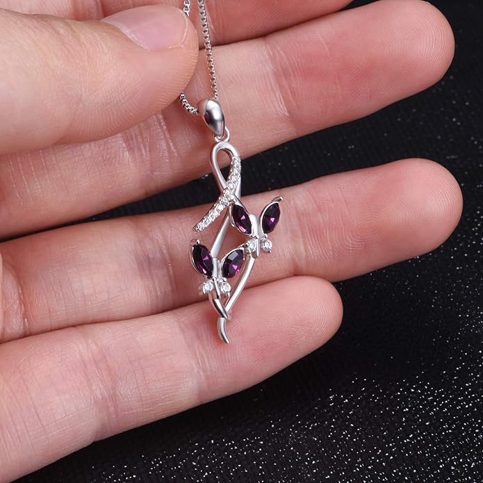 AOBOCO 925 Sterling Silver Infinity Butterfly Pendant Necklace with Birthstone Crystal from Austria, Anniversary Jewelry Gifts for Women