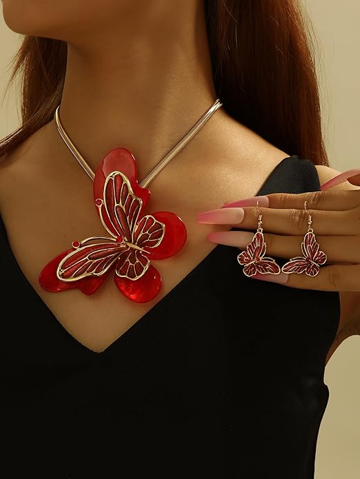 Vintage Chunky Statement Jewelry Set Retro Leaf Floral Geometric Bohemian Boho Bib Necklace Earring Set Fashion Costume Jewelry for Women Girls Wedding Party Prom Unique Gift