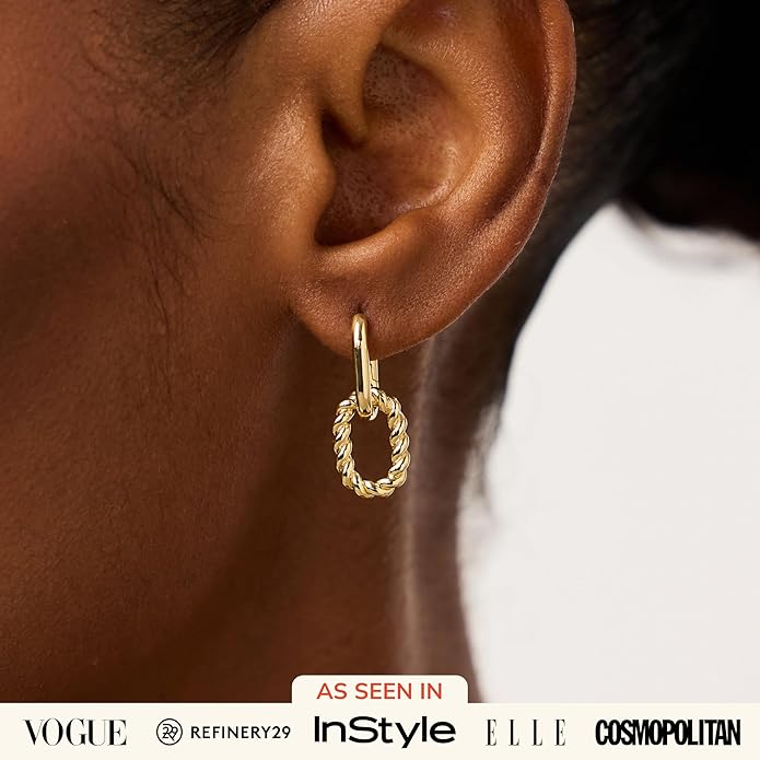 Ana Luisa Ash Double Hoop Earrings for Women - 14K Gold Plated, Silver & Two-Tone Drop Dangle Hoop Earring - Trendy Paperclip Link Huggie Hoop - Hypoallergenic, Water-Resistant & Tarnish-Free Jewelry