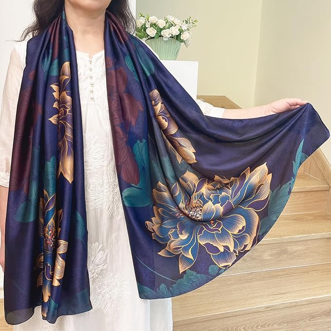 Long Silk Like Scarf Lightweight Satin Scarves Large Sunscreen Shawl Wrap for Women