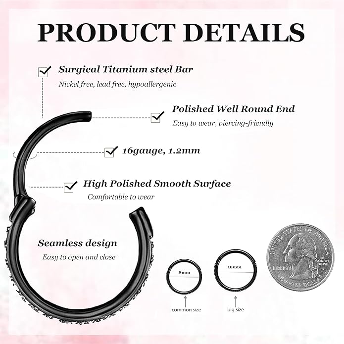 2 PCS Small Cartilage Double-Hoop Helix Conch Piercing Earrings With Cubic Zirconia For Women Trendy 14K Gold Plated Titanium Surgical Stainless Steel Sets Jewelry