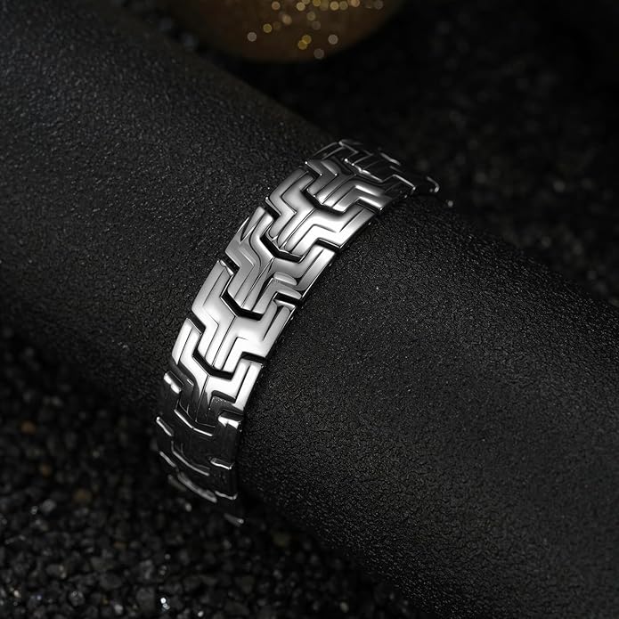 Men Bracelet Stainless Steel men black bracelet Link diamond silver bracelet blue particles jewelry Men chain Gift Boxes