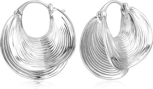 YUJIE Gold Plated Hoop Earrings for Women Brass Earring Chunky Statement Jewelry