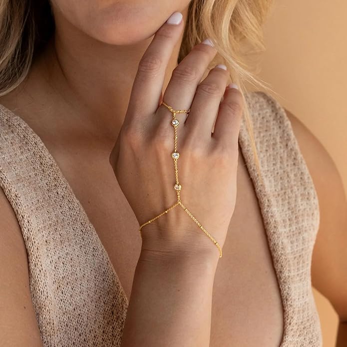 Gold Bracelets for Women Trendy,14K Gold Plated Dainty Stackable Paperclip Cuban Link Chain Bracelets, Simple Cute Cuff Bracelets Jewelry Set Adjustable 7"+2"
