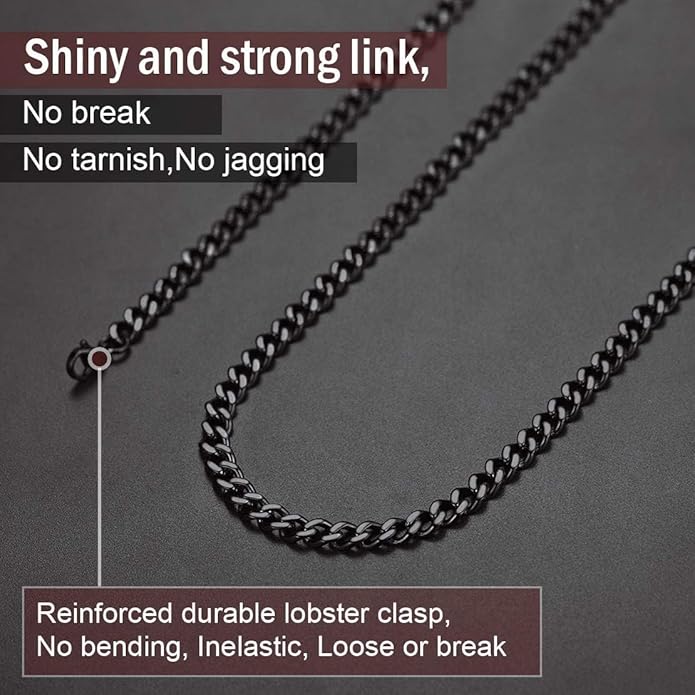 FindChic Men Curb Chain Necklace 18K Gold Plated/Stainless Steel/Black Chunky Double Tight Cuban Link Hip Hop Neck Chains for Men Boys 3.5MM/5MM/6MM/7MM/9MM/12MM 14''-30'' 8 Length Options (Send Gift Box)