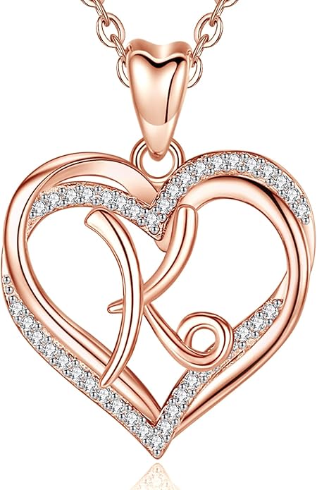 INFUSEU Unique Initial Necklaces for Women Girls Small Heart Letter Jewelry, Meaningful Personalized Gifts