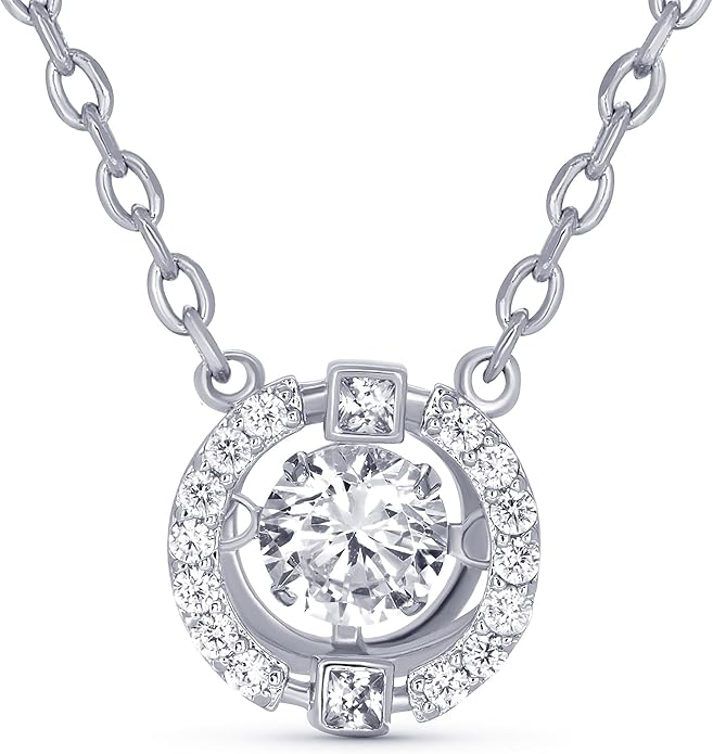 TRYNDI Crystal Halo Silver Pendant Necklace for Women - Wife Presents for Christmas, Mother's Day, Valentine’s Day, Anniversary, Birthday Gifts For Her - Romantic Girlfriend, Soulmate, Wife Birthday Gift Ideas