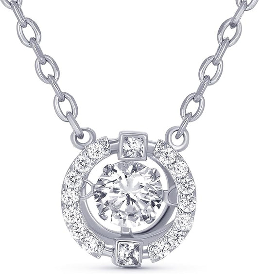 TRYNDI Crystal Halo Silver Pendant Necklace for Women - Wife Presents for Christmas, Mother's Day, Valentine’s Day, Anniversary, Birthday Gifts For Her - Romantic Girlfriend, Soulmate, Wife Birthday Gift Ideas