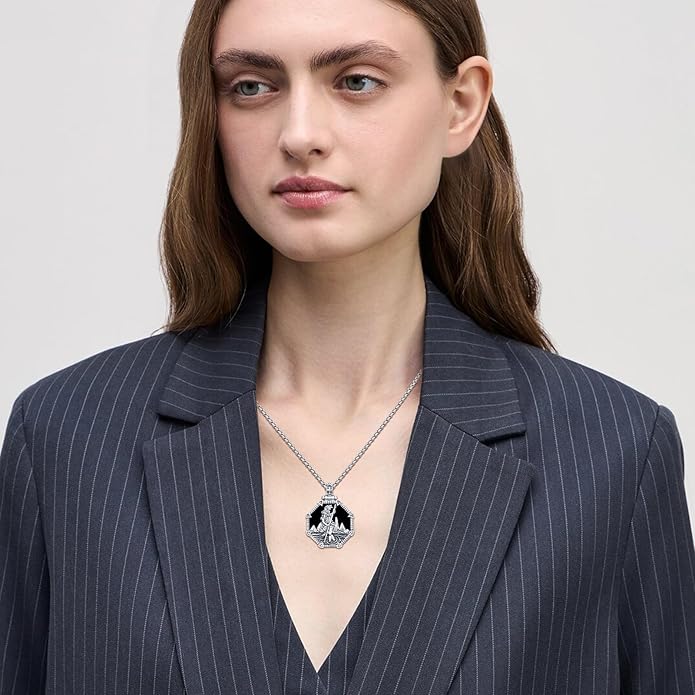 Taioiat Saint Necklace 925 Sterling Silver St Necklace Amulet Pendant Jewelry Religious Gift for Men Women