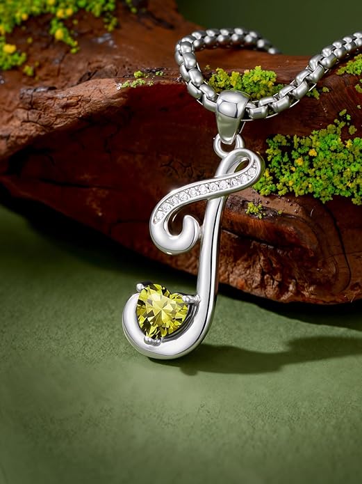 Christmas Gifts for Women Alphabet A to Z Initial Birthstone Pendant Necklaces for Women - 18k White Gold Plated Personalized Name Jewelry Valentine Mothers Day Birthday Gifts for Women Her Girlfriend