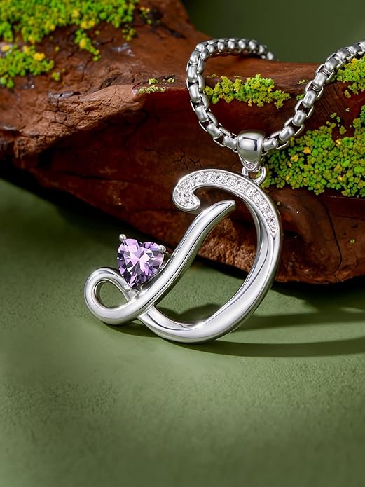 Christmas Gifts for Women Alphabet A to Z Initial Birthstone Pendant Necklaces for Women - 18k White Gold Plated Personalized Name Jewelry Valentine Mothers Day Birthday Gifts for Women Her Girlfriend