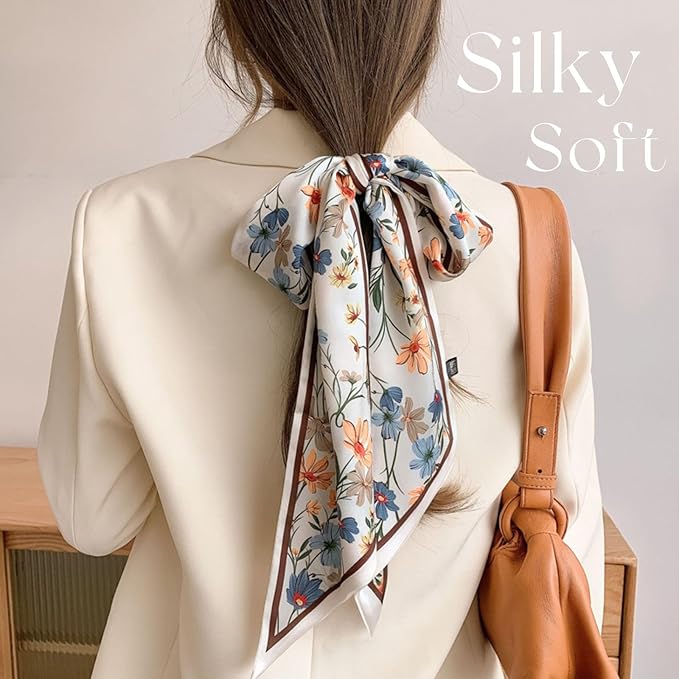 Dailyacc Hair Scarf for Women Fashion Silky Satin Headscarf Wrap Breathable Lightweight Neck Scarves For Handbag