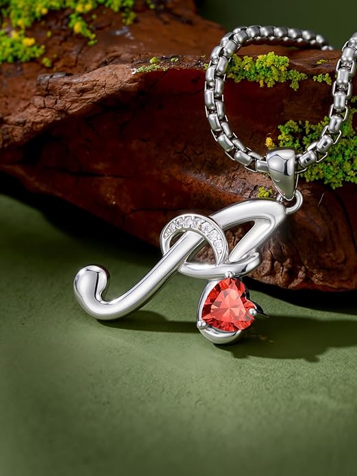 Christmas Gifts for Women Alphabet A to Z Initial Birthstone Pendant Necklaces for Women - 18k White Gold Plated Personalized Name Jewelry Valentine Mothers Day Birthday Gifts for Women Her Girlfriend