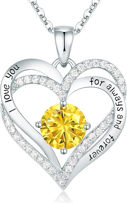 CDE Forever Love Heart Necklaces for Women, Wedding Anniversary, Birthday Mothers Day Gifts for Mom, Mother, Wife, Girlfriend, S925 Silver Jewelry with Birthstone Pendant