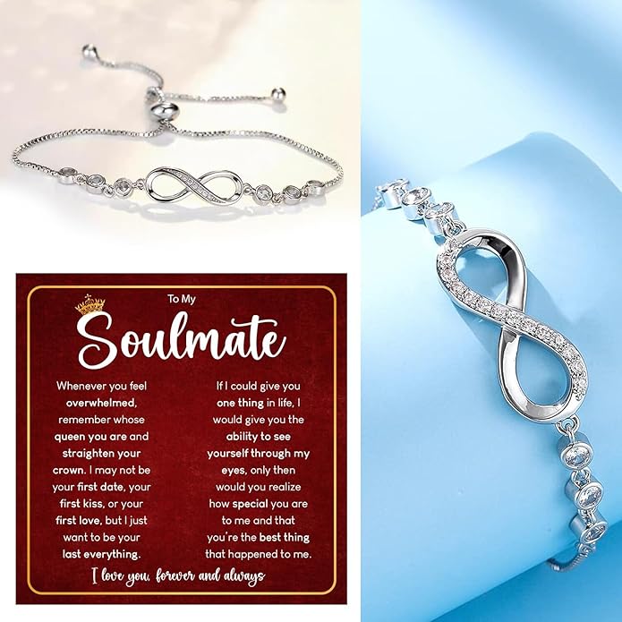 To My Soulmate Bracelet For Women With Heartfelt Message Card & Elegant Box, Bracelet For Girls, Soulmate Birthday, Wedding, Christmas Jewelry Gift From Boyfriend, Husband