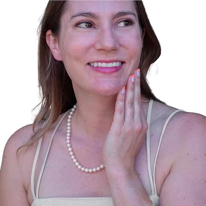 II ROUND PEARL II Real Pearl Necklace for Women Ivory Beige Cream White Pearls Jewelry Men Cultured Freshwater Sterling Silver Wedding