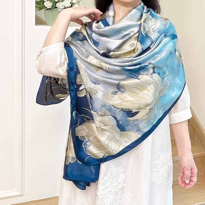 Long Silk Like Scarf Lightweight Satin Scarves Large Sunscreen Shawl Wrap for Women